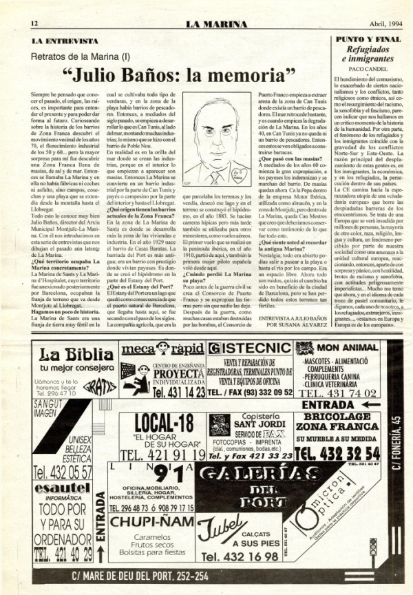 La entrevista: “Julio Baños: la memòria” (1994, abril)