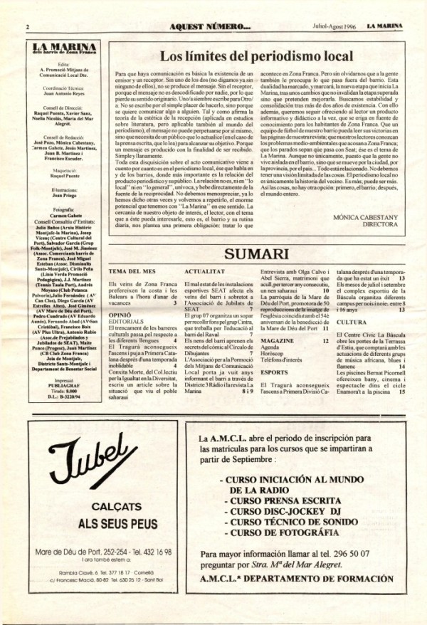“Els límits del periodisme local” (juliol- agost, 1996)