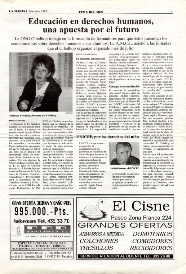 “Educació en drets humans, una aposta pel futur” (setembre, 1997)