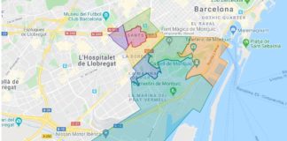 Mapa dels contagis a Sants-Montjuïc per àrees de salut