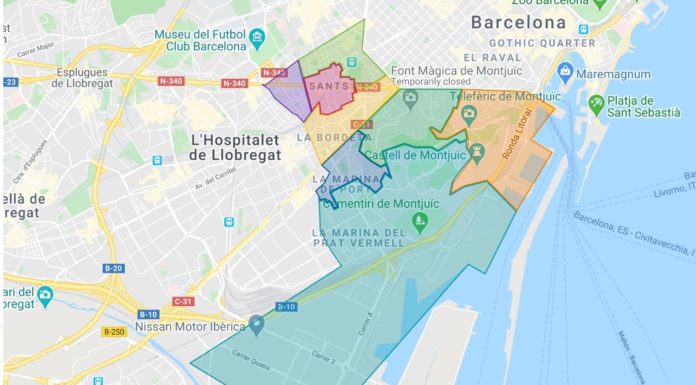 Mapa dels contagis a Sants-Montjuïc per àrees de salut