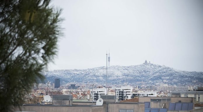 La nevada a Collserola, vista des de la Marina