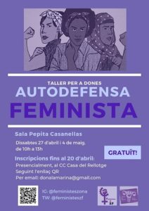 La Taula de Dones de la Marina i Feministes Zona Franca organitzen un taller d’autodefensa per a dones