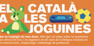 "El català a les joguines". Imatge de Plataforma per la Llengua