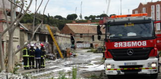 Foc a les ruïnes de la Bòbila