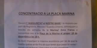Propera concentració per denunciar la inseguretat al barri