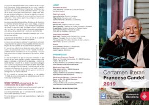 Arriba la 26a edició del certamen literari Francesc Candel al districte Sants-Montjuic