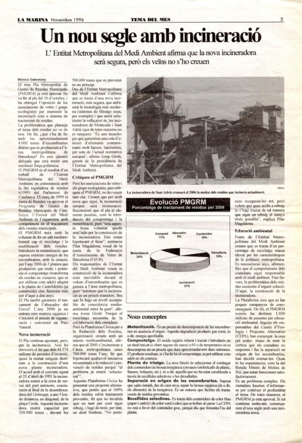 “Un nou segle amb incineració” (novembre, 1996)